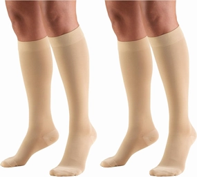 Truform 15-20 mmHg Compression Stockings for Men and Women, Knee High Length, Closed Toe, Beige, X-Large, 2 Count