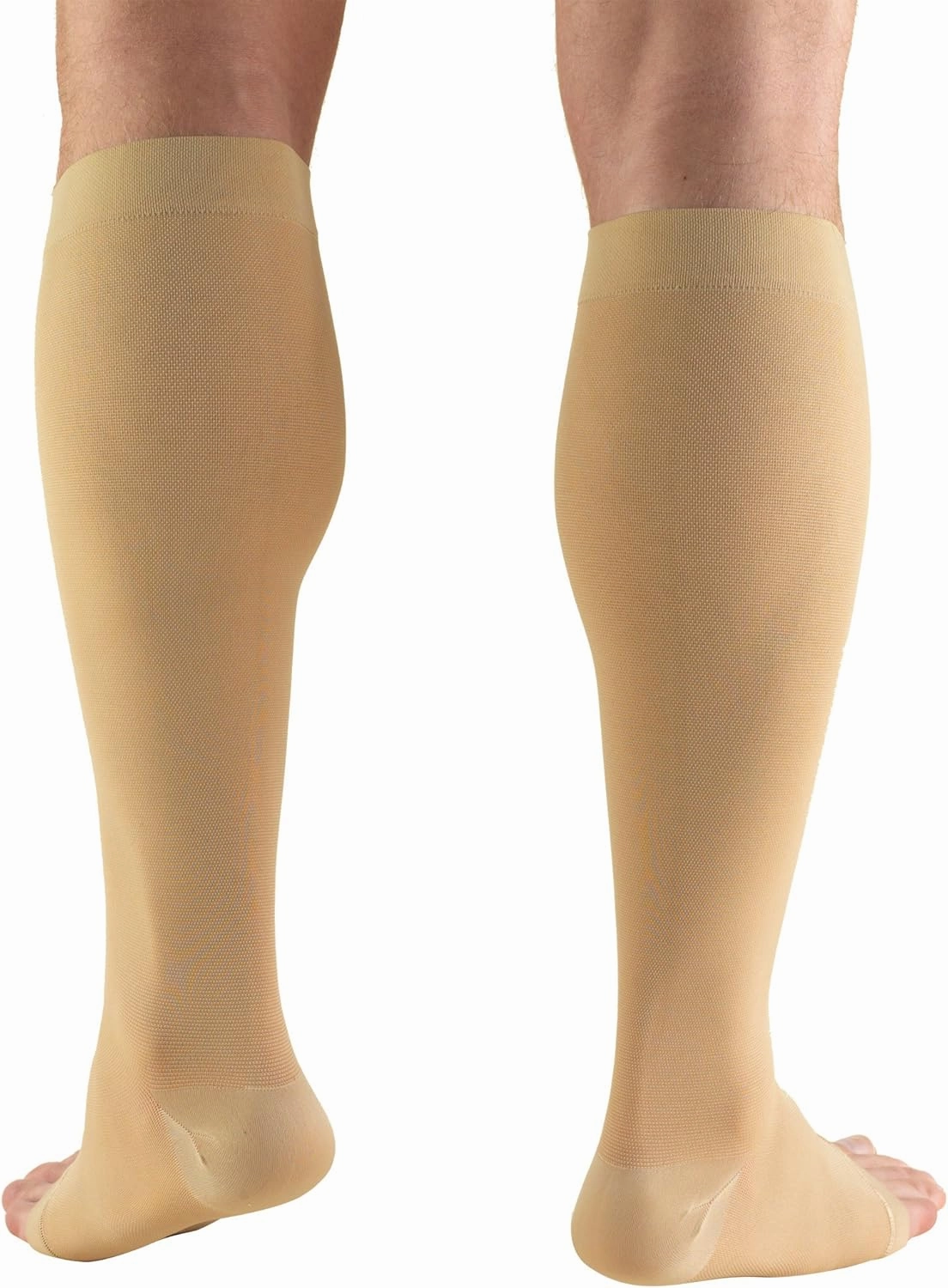 Truform 20-30 mmHg Compression Stocking for Men and Women, Knee High Length, Open Toe, Beige, 2X-Large