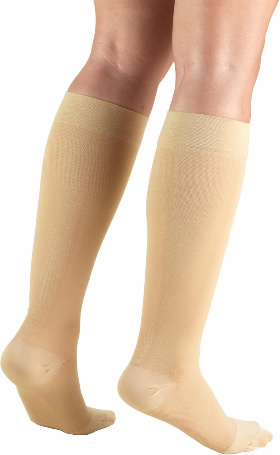 Truform 20-30 mmHg Compression Stockings for Men and Women, Knee High Length, Closed Toe, Beige, X-Large