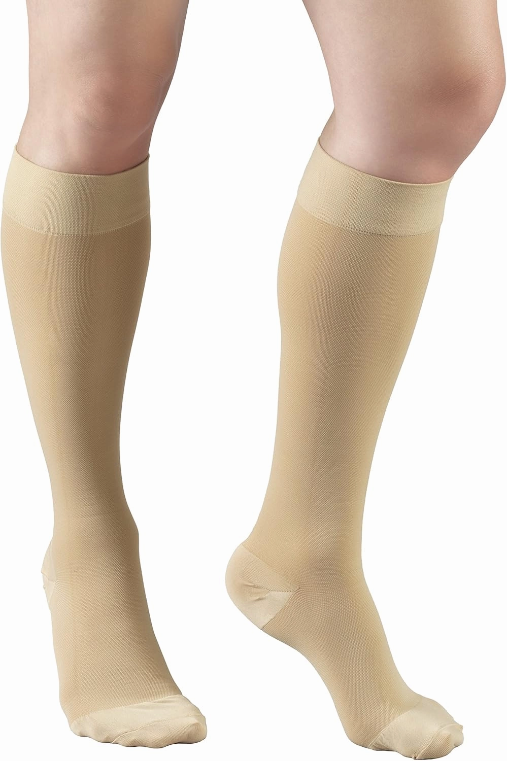 Truform 20-30 mmHg Compression Stockings for Men and Women, Knee High Length, Closed Toe, Beige, X-Large