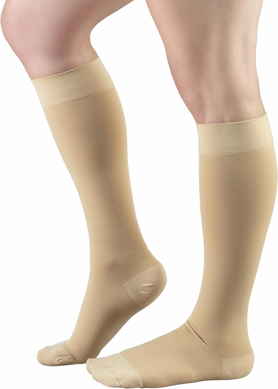 Truform 20-30 mmHg Compression Stockings for Men and Women, Knee High Length, Closed Toe, Beige, X-Large