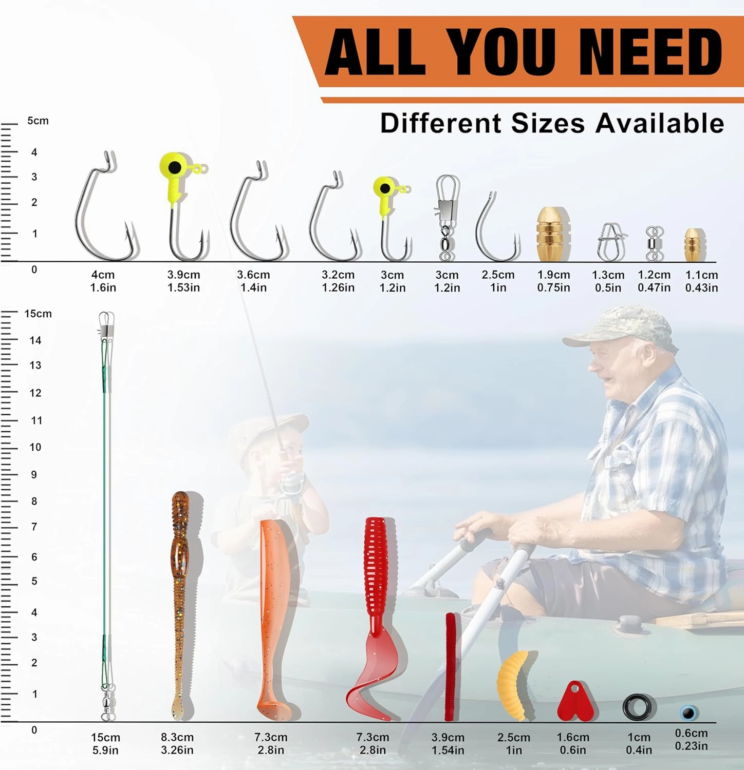 TRUSCEND Widely Used Fishing Tackle & Accessories Kit, Fishing Tackle Box with Tackle Included, Fishing Sinker Weight Hook Swivels Snap Leader Lures, Giftable Beginner Fishing Lures/Gear Set