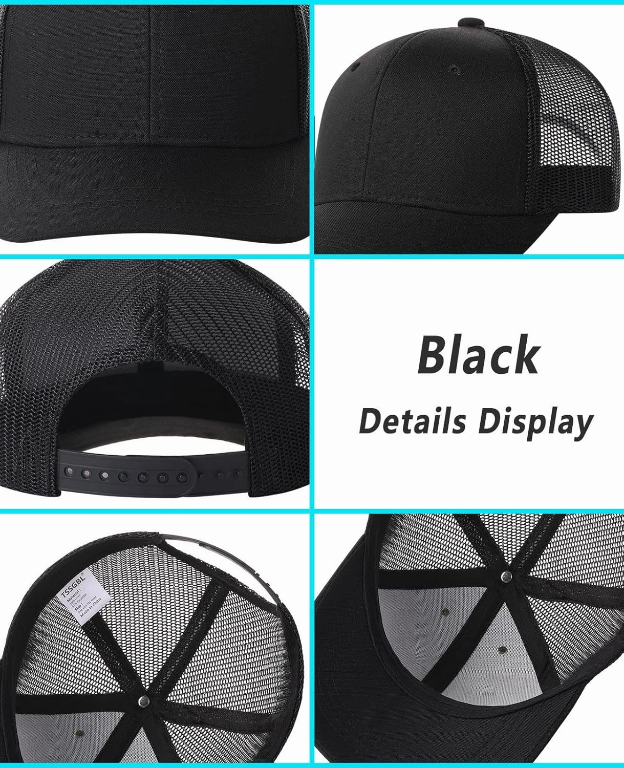 TSSGBL 2 Pack Snapback Trucker Baseball Hats Mesh Back Adjustable Blank Ball Caps for Men Women