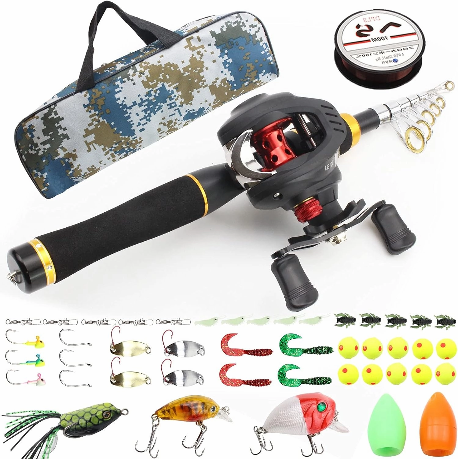 Ultra-Short High-Carbon Fishing Rod Reel Bait Set, Portable Cast Rod Set with Bag Fishing Gear, Telescopic Trout Rod, Beginner Fishing Tool, Casting Combo 1.65m ZYHYD