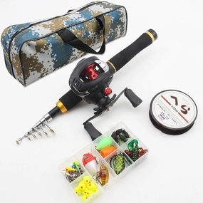 Ultra-Short High-Carbon Fishing Rod Reel Bait Set, Portable Cast Rod Set with Bag Fishing Gear, Telescopic Trout Rod, Beginner Fishing Tool, Casting Combo 1.65m ZYHYD