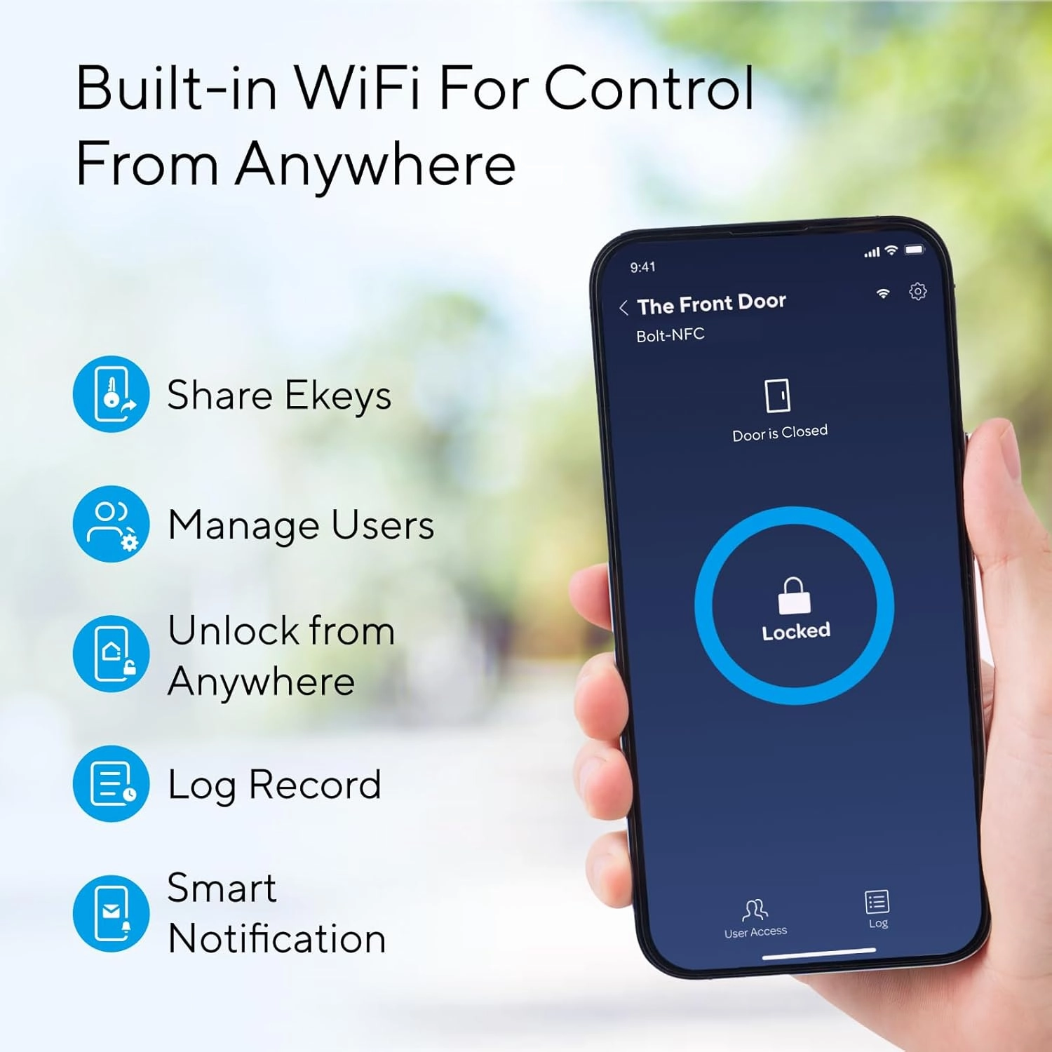 ULTRALOQ 2025 Upgrade Bolt NFC Smart Door Lock, Built-in WiFi Deadbolt 6-in-1 Keypad Keyless Entry Door Lock & Door Sensor,Auto Unlock,IP65 Waterproof,Easy Installation,BHMA Grade AAA