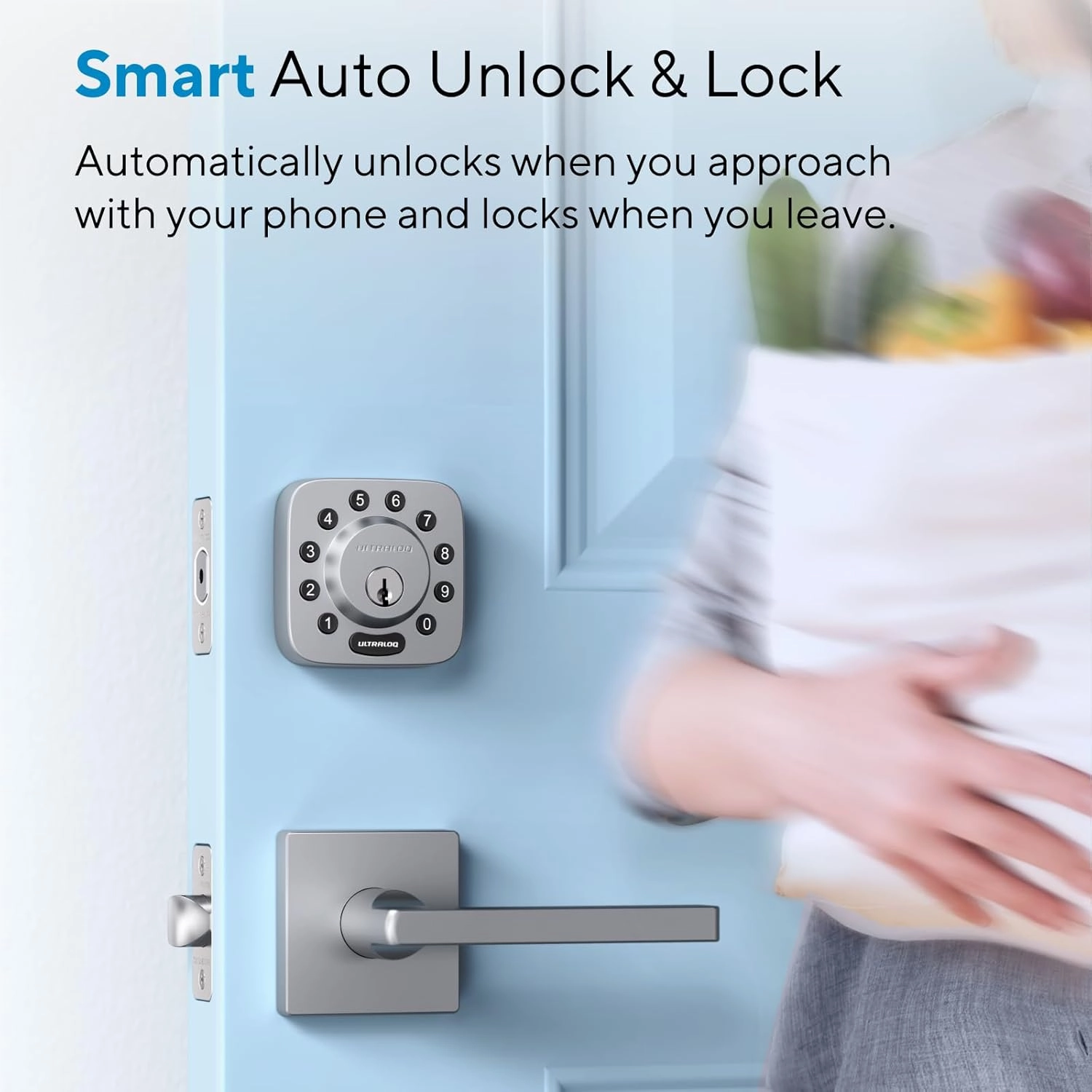 ULTRALOQ U-Bolt WiFi Smart Lock with Door Sensor, 7-in-1 WiFi Deadbolt Smart Lock, App Remote Control No Hub, Auto Unlock, Easy Install, IP65 Waterproof, ANSI Grade 1, Nickel