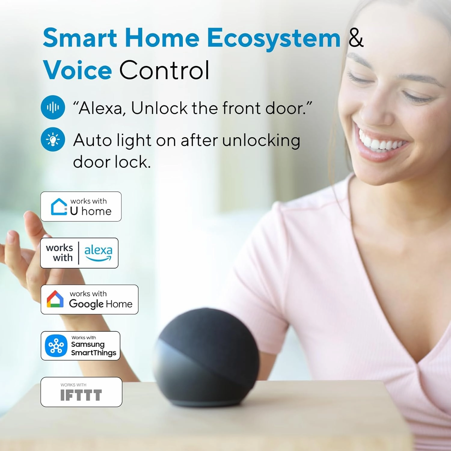 ULTRALOQ U-Bolt WiFi Smart Lock with Door Sensor, 7-in-1 WiFi Deadbolt Smart Lock, App Remote Control No Hub, Auto Unlock, Easy Install, IP65 Waterproof, ANSI Grade 1, Nickel