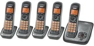 Uniden DECT1480-5 DECT 6.0 Cordless Digital Answering System with Caller ID and 4 Extra Handsets and Charging Cradles
