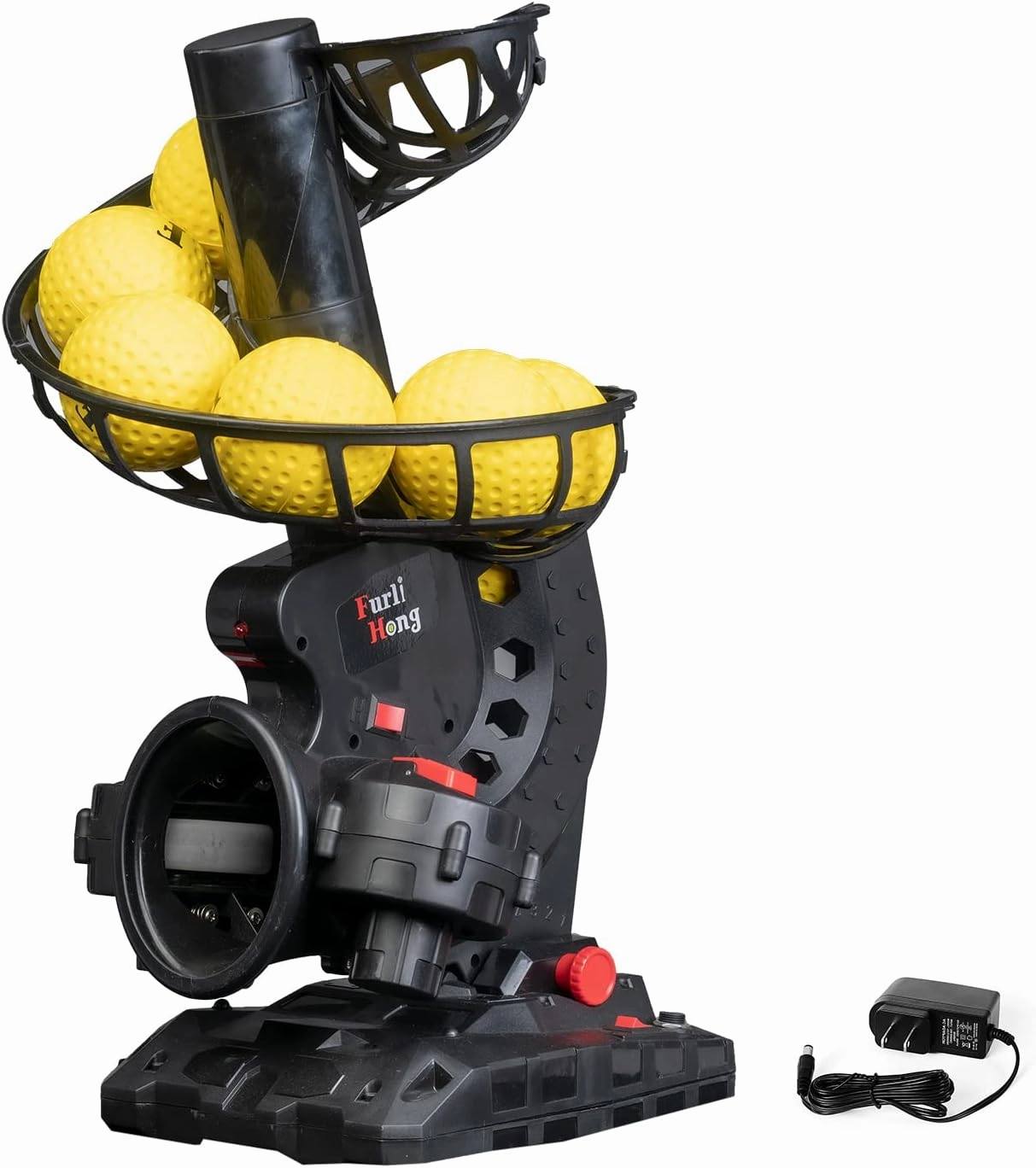 Upgraded Electronic Baseball Pitching Machine, Adjustable Angles & Speed, AC Adapter or Battery Powered, Comes with 8 Dimpled Balls, for Batting and Fielding Practice of Low Level