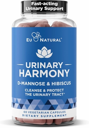 Urinary Harmony D-Mannose Supplement – Urinary Tract Health for Women – Cleanses and Flushes the Urinary System – Potent Clinical Strength Formula with DMannose and Hibiscus – 60 Fast Acting Capsules