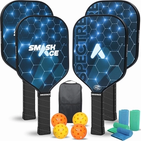 USAPA Approved Pickleball Paddles Set, Lightweight Fiberglass Pickleball Racket with 4 Cooling Towels, 4 Balls, and Portable Carry Bag | Beginner & Pro Pickleball Set for Men and Women