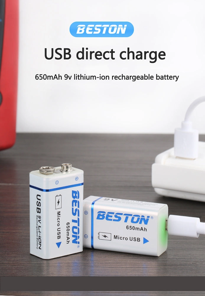 USB 9v 650mAh BESTON High quality Li ion Lithium Rechargeable Battery for Multimeter and Electronic Instrument
