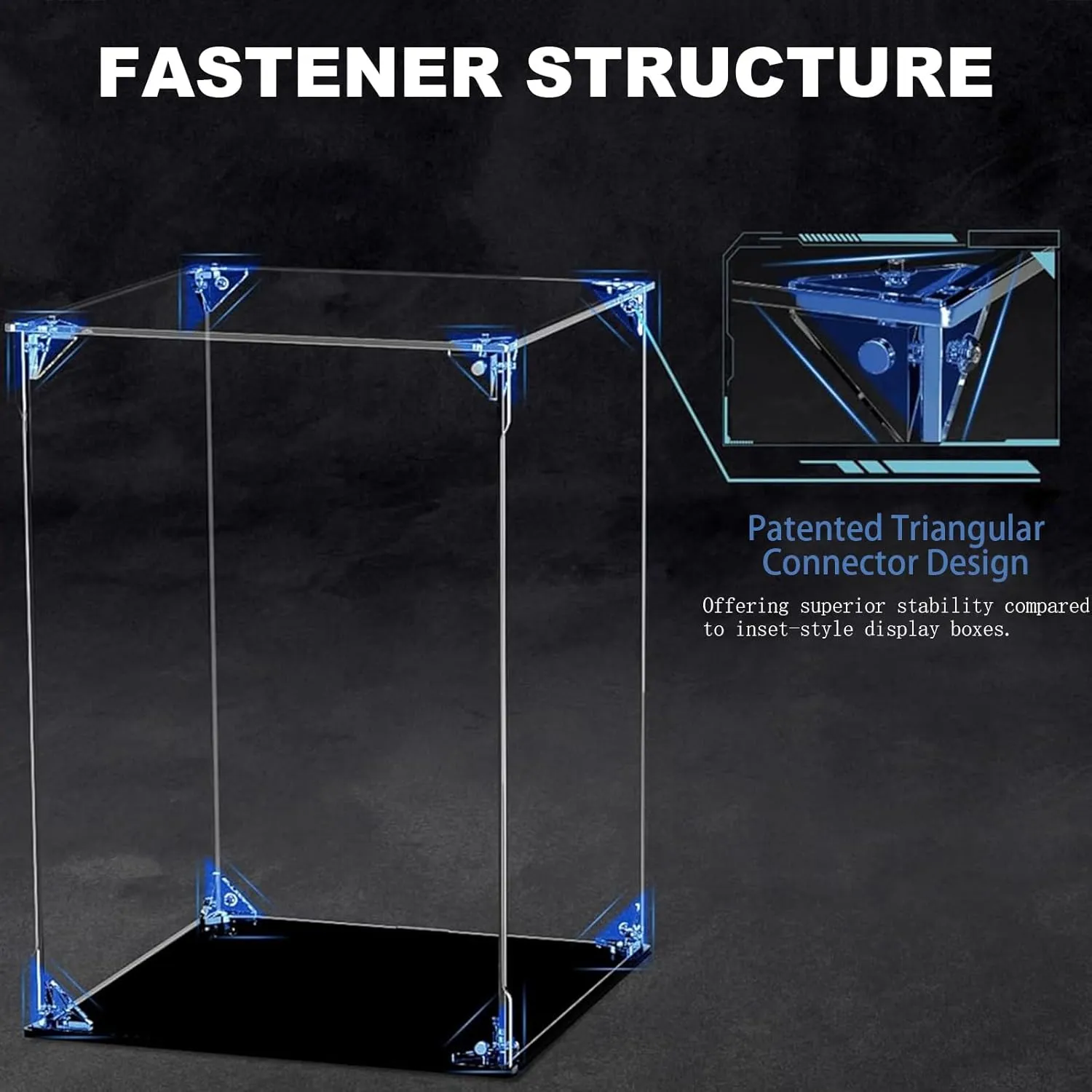UV-Blocking Acrylic Protector Case – 3mm Thick, High Clarity, Magnetic Front Panel for Action Figures & Sports Collectibles, 30*15*15cm/12*6*6in