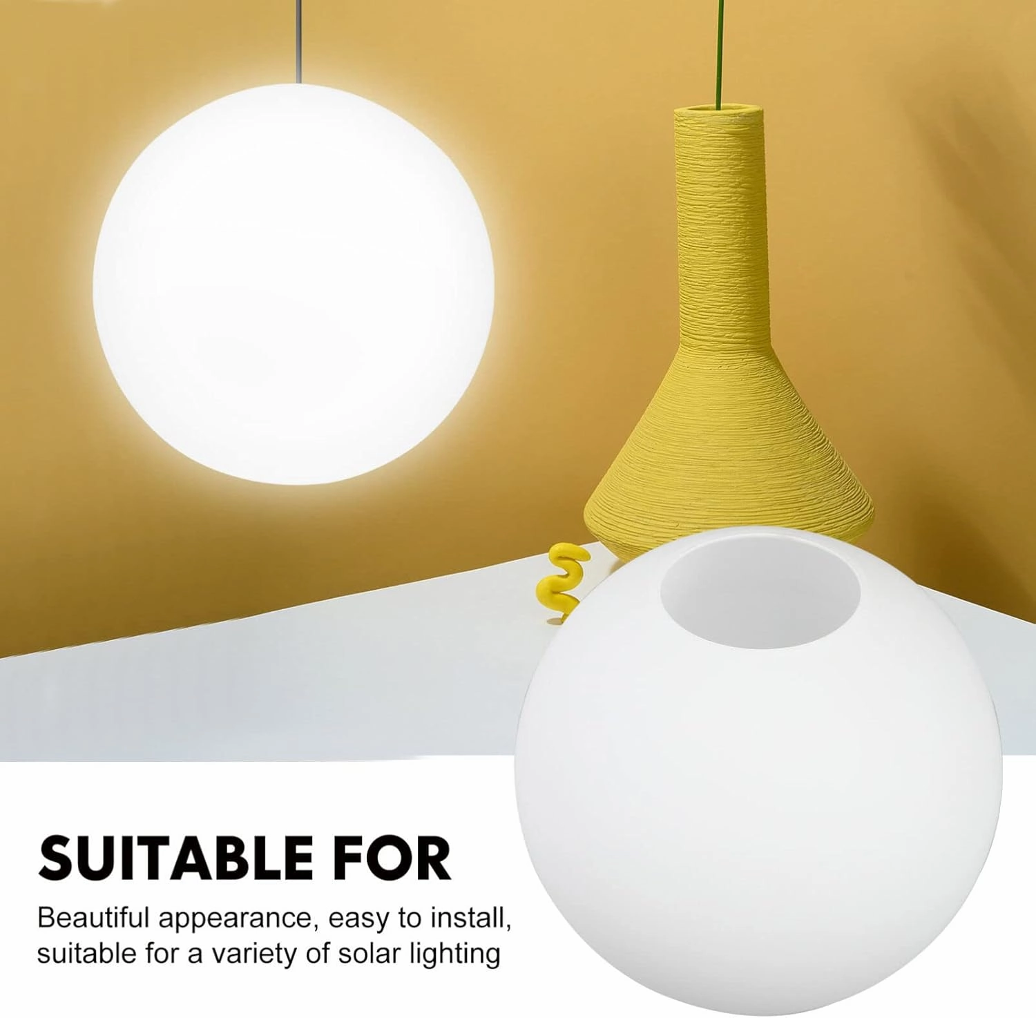 Vaguelly 5inch Glass Globes Shade for Light Fixtures White Frosted Shades Replacement Cover Round Ball Lamp Cover for Ceiling Wall Fixtures