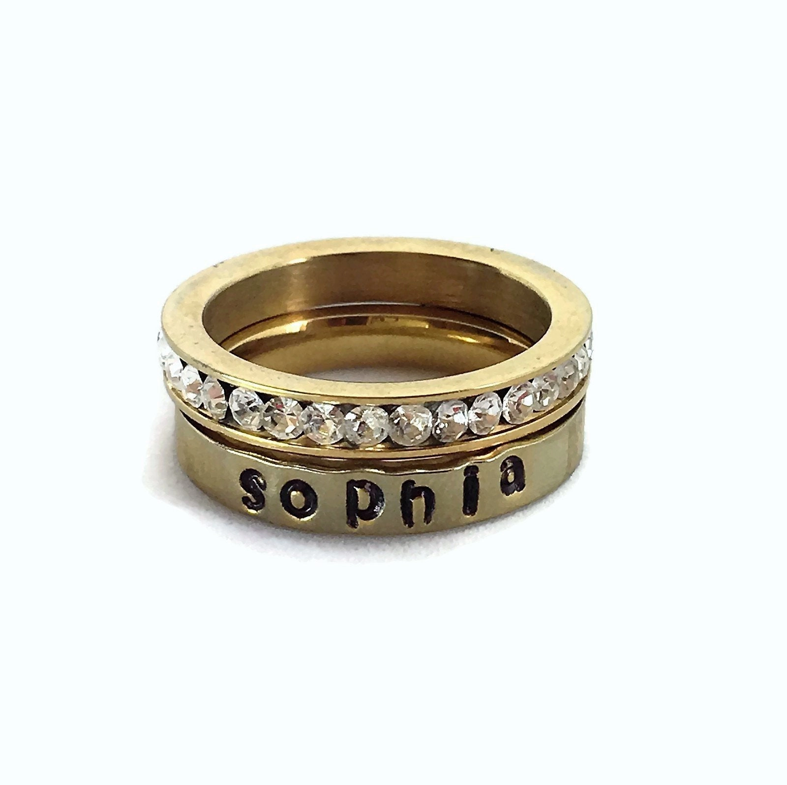 Valentines Gift for her Valentines for himMatching set of Personalized Rings, Couples rings Silver Gold Name rings