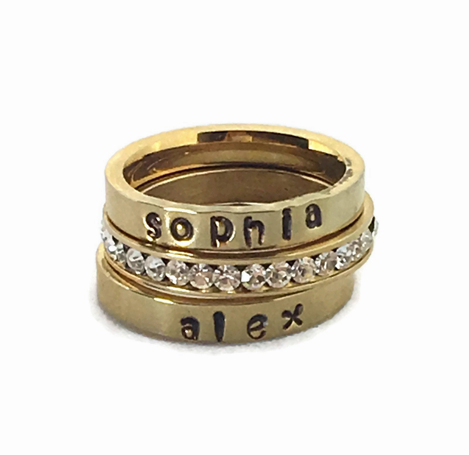 Valentines Gift for her Valentines for himMatching set of Personalized Rings, Couples rings Silver Gold Name rings