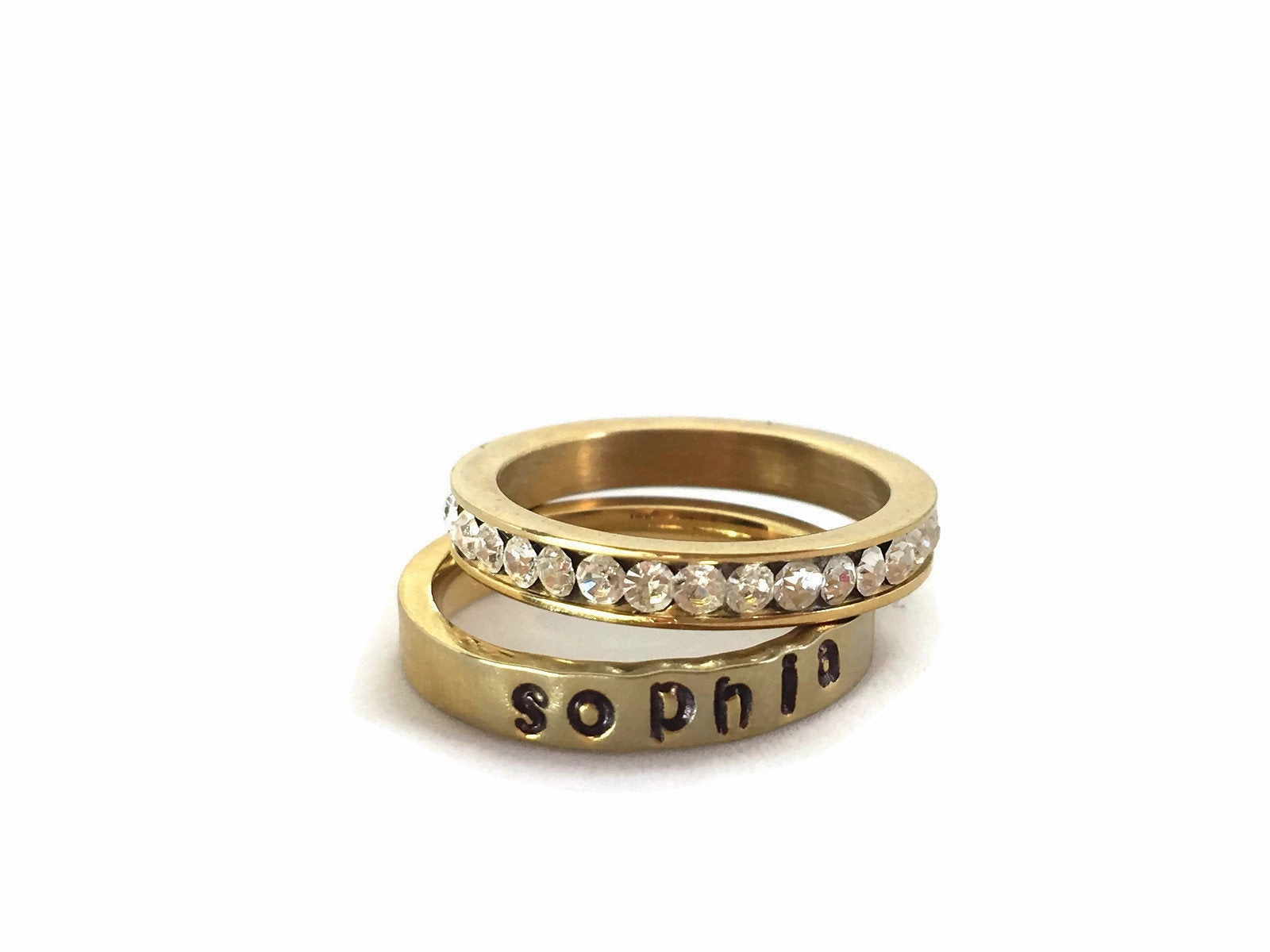 Valentines Gift for her Valentines for himMatching set of Personalized Rings, Couples rings Silver Gold Name rings