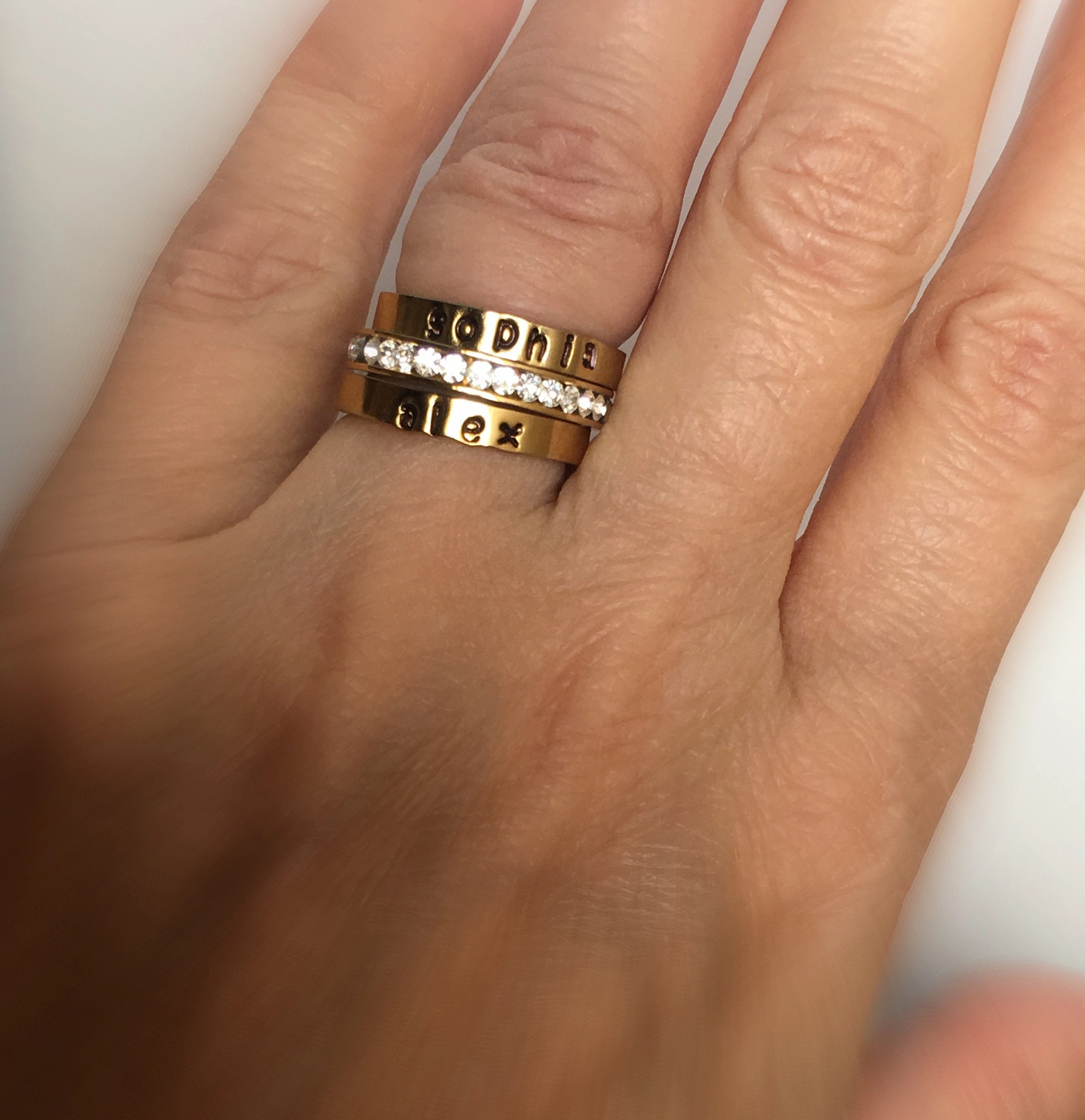 Valentines Gift for her Valentines for himMatching set of Personalized Rings, Couples rings Silver Gold Name rings