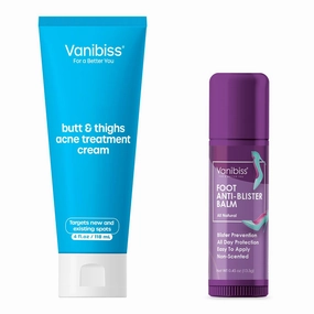 Vanibiss Butt and Thighs Acne Treatment Cream & Foot Anti Blister Balm - Bundle