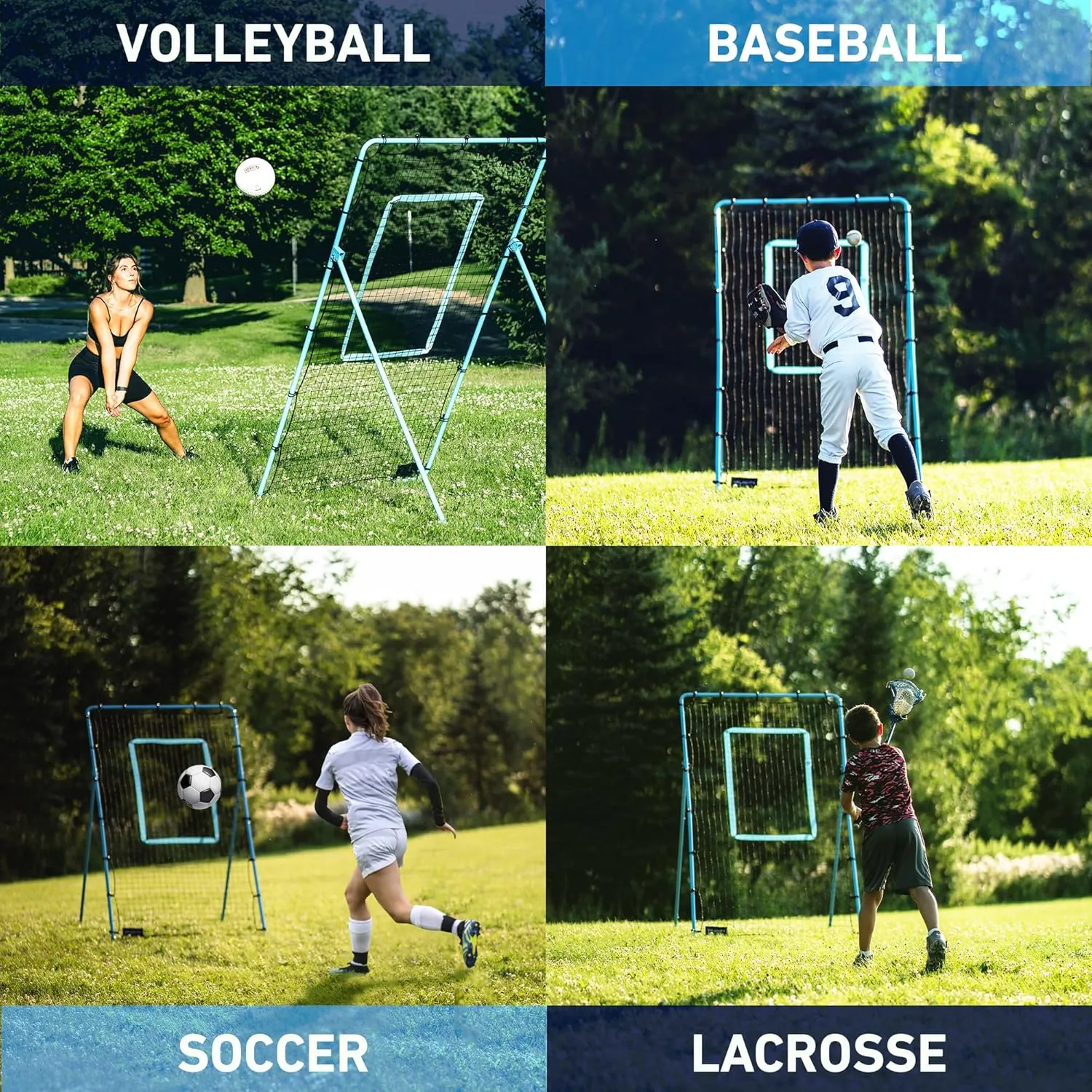 VELOCITY Adjustable Volleyball Rebounder Net, 7x4 ft, Training Equipment with Angle Customization, Durable & Portable with Travel Bag, Improve Volleying, Bumping, Spiking Skills