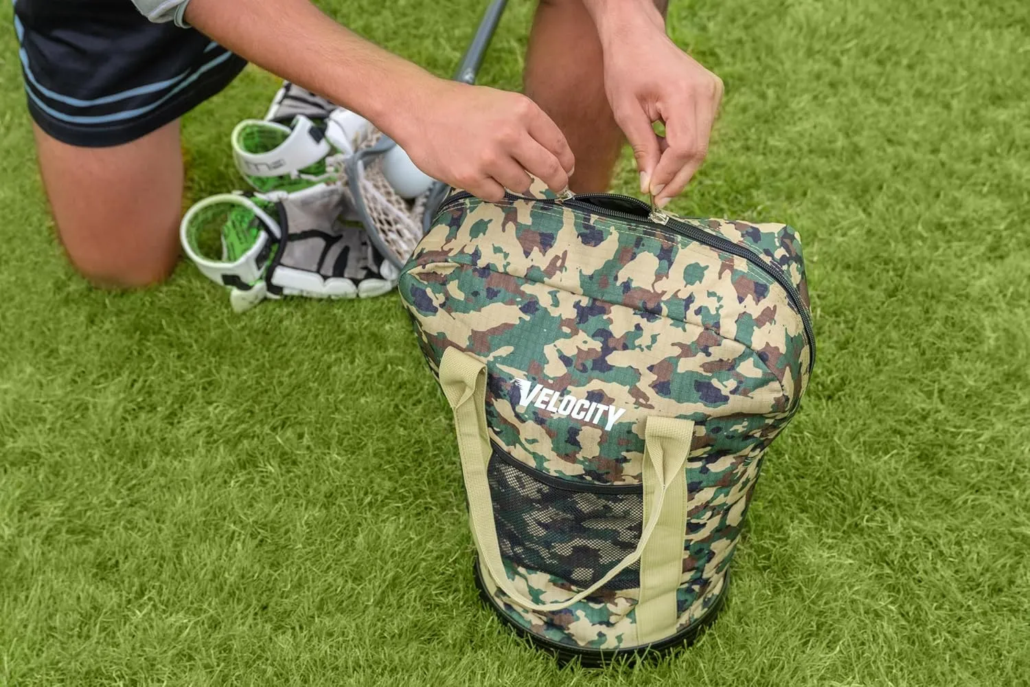 Velocity Heavy Duty Multipurpose Ball Bag with Durable Bottom - Holds up to 60-72 Balls - Ideal for Lacrosse, Baseball, Pickleball, Tennis & More