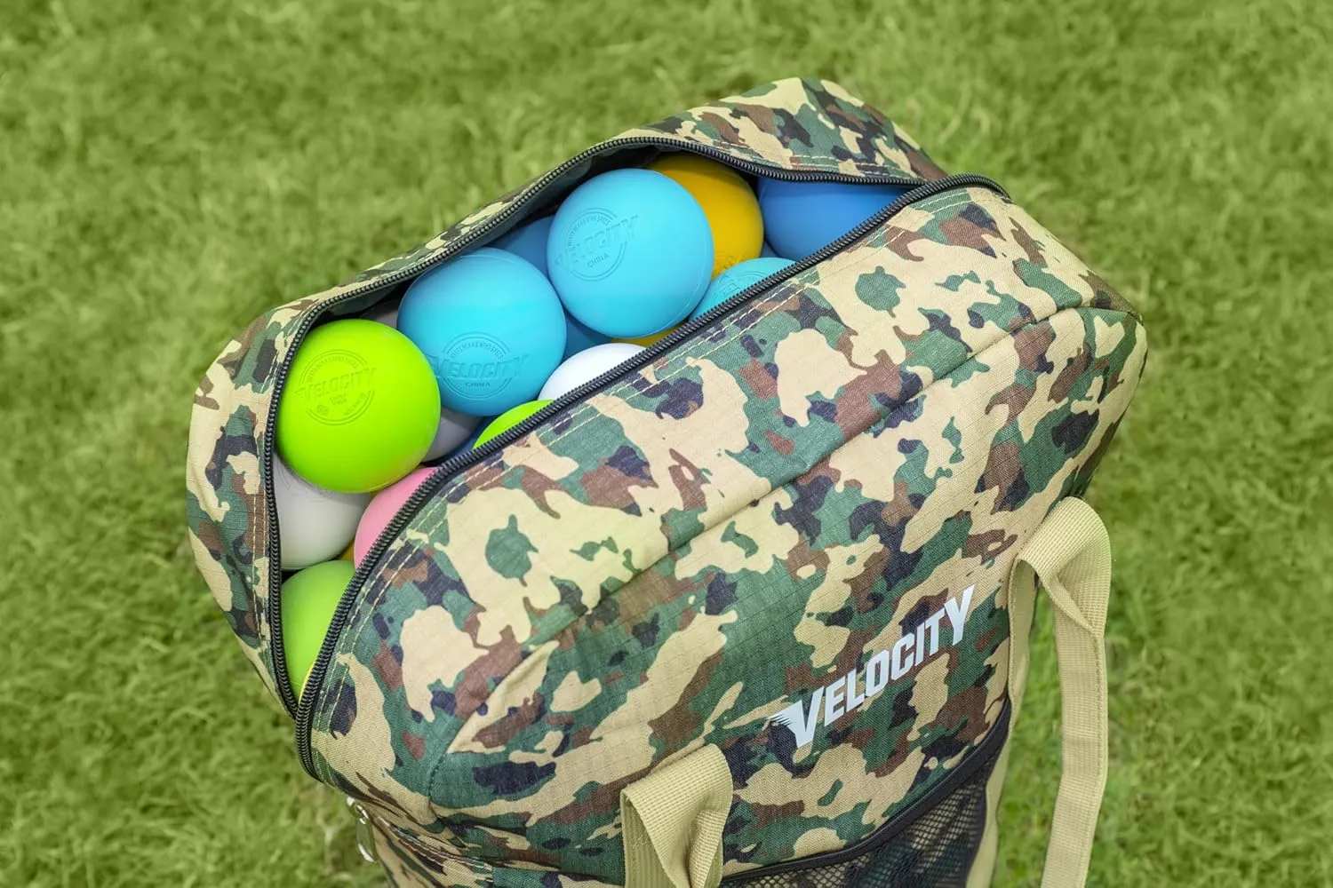 Velocity Heavy Duty Multipurpose Ball Bag with Durable Bottom - Holds up to 60-72 Balls - Ideal for Lacrosse, Baseball, Pickleball, Tennis & More
