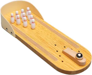 VICASKY 1pc Mini Wooden Bowling Set Portable Desktop Throwing Ball Game for Home School and Bar Interactive Educational for Relief and Fun