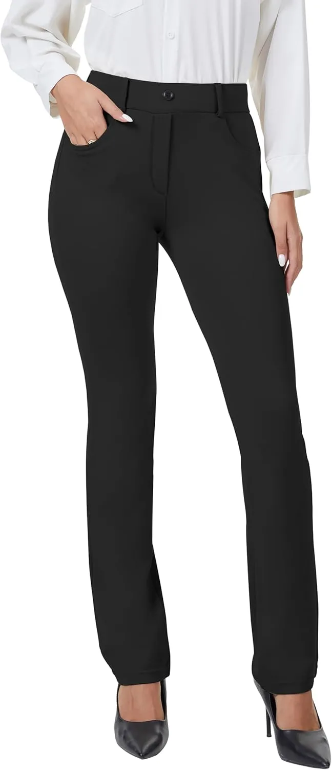 VIMPEP 2024 Fall Women’s Classic Yoga Dress Pants High Rise Straight Soft Feeling Pull On Work Yoga Pants for Casual 2202