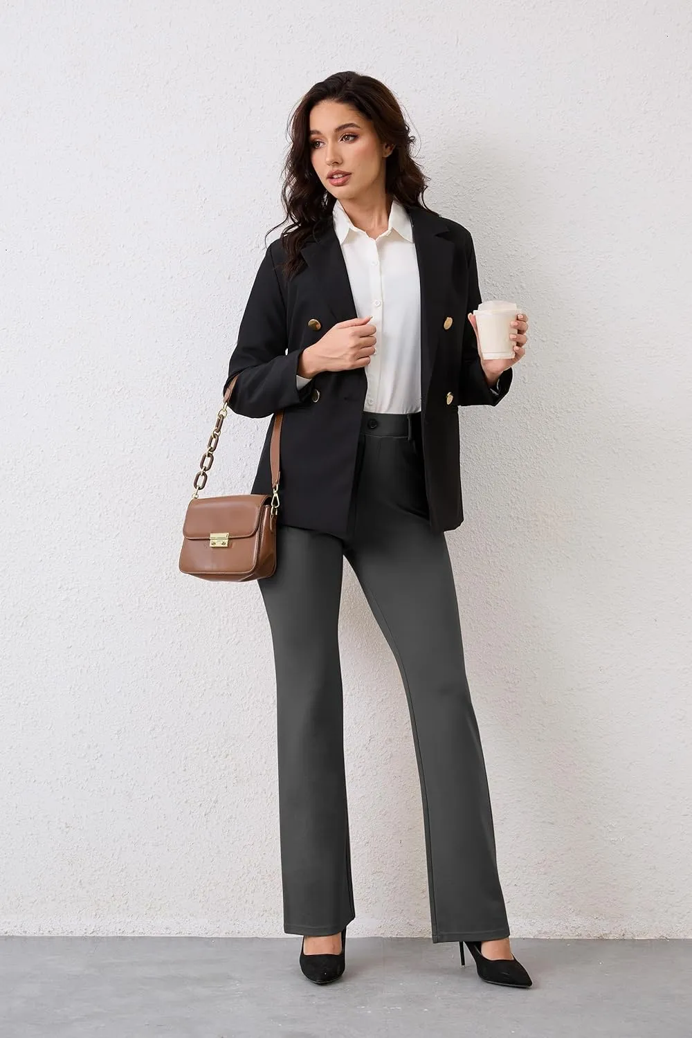 VIMPEP 2024 Fall Women’s Classic Yoga Dress Pants High Rise Straight Soft Feeling Pull On Work Yoga Pants for Casual 2202
