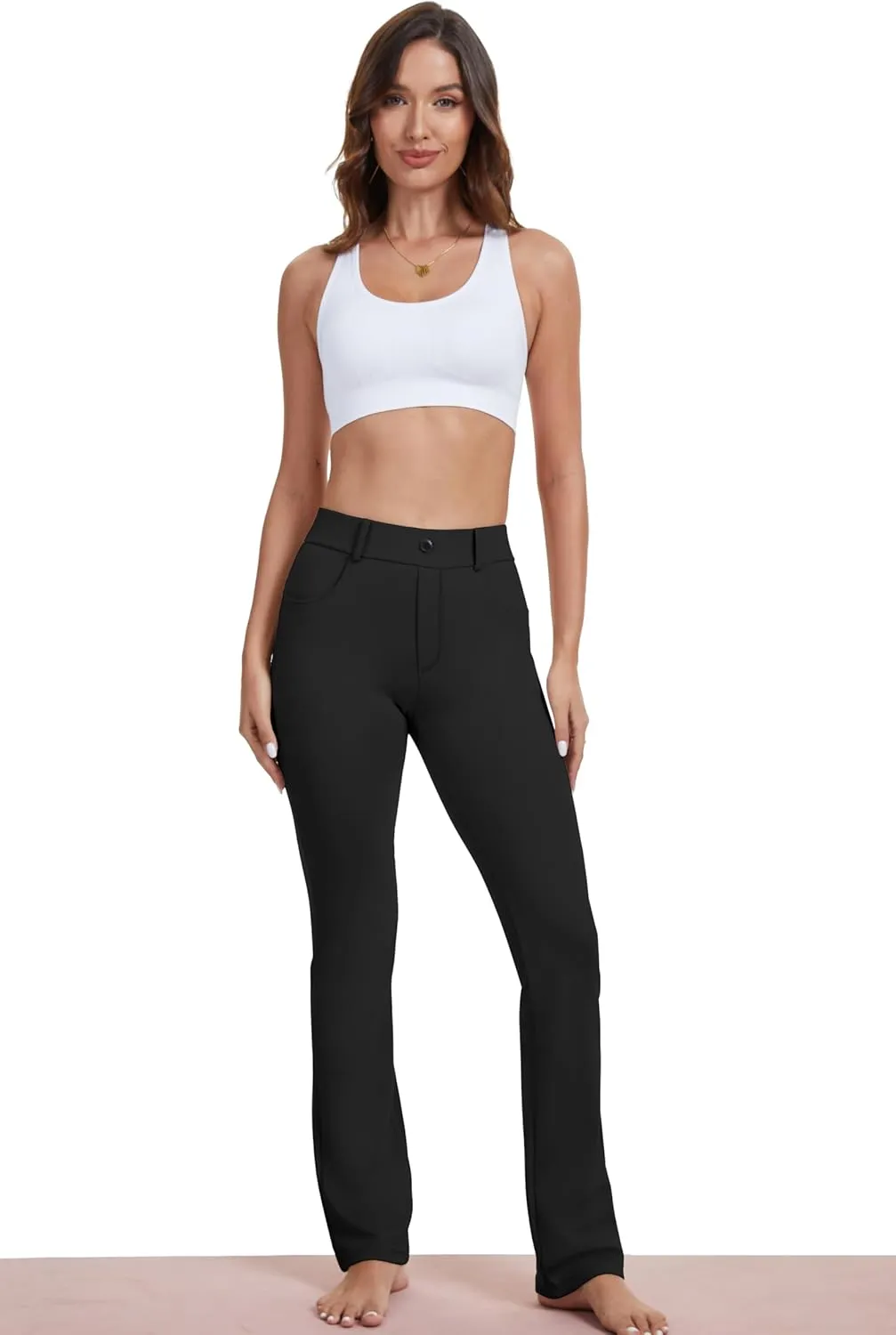VIMPEP 2024 Fall Women’s Classic Yoga Dress Pants High Rise Straight Soft Feeling Pull On Work Yoga Pants for Casual 2202