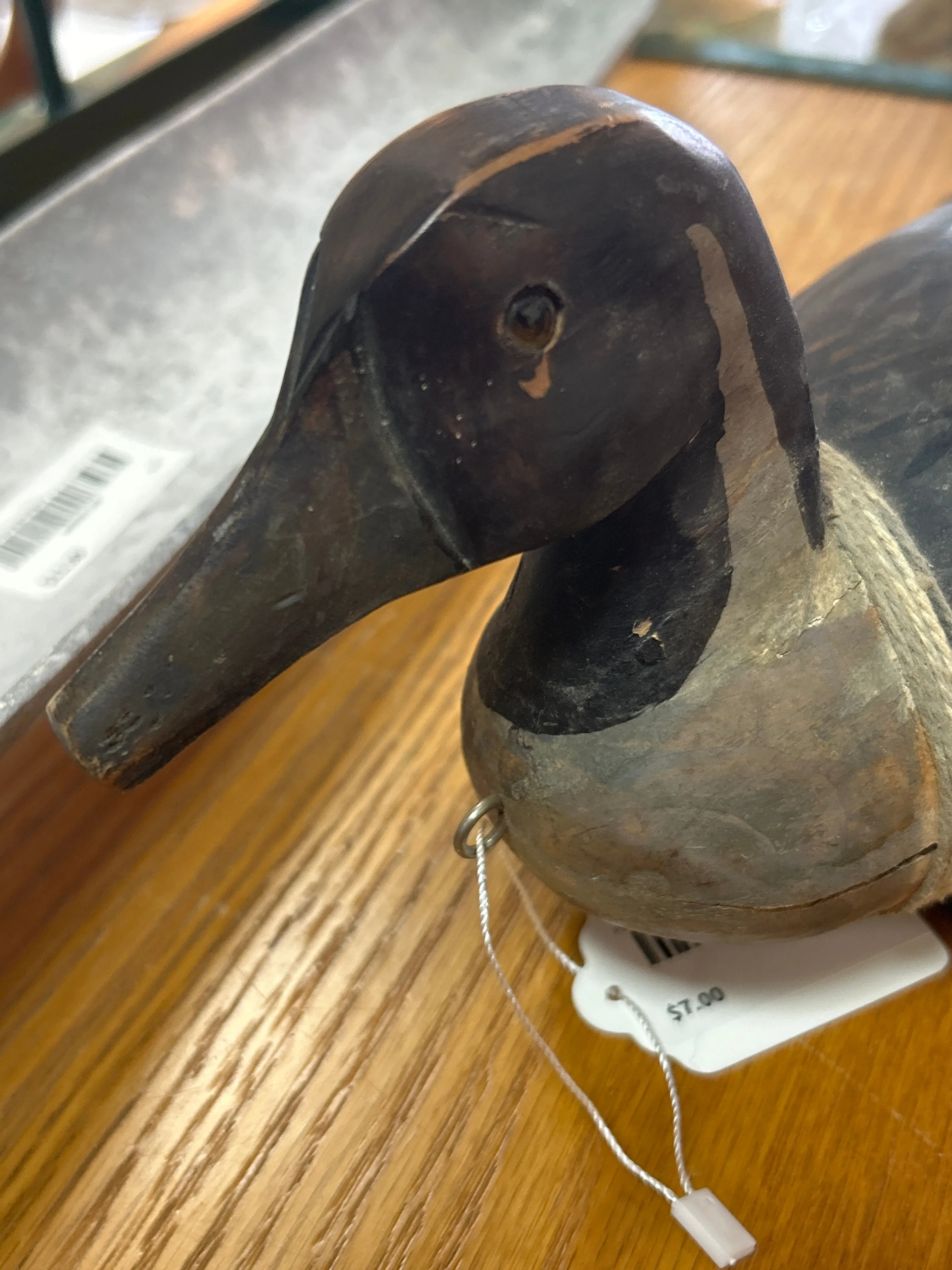 Vintage pull toy duck (cracked missing wheels)