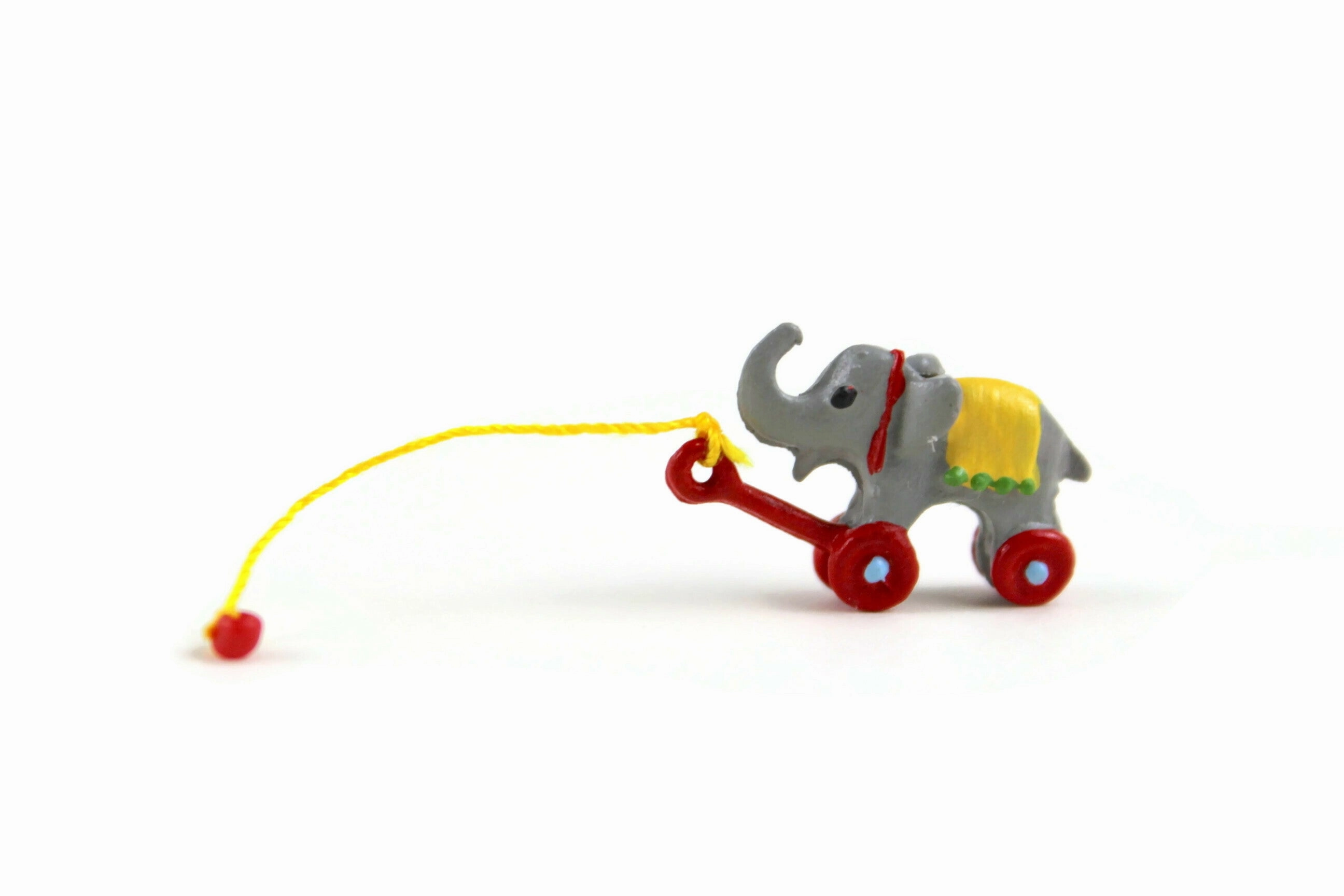 Vintage 1:12 Miniature Dollhouse Metal Elephant Pull Toy