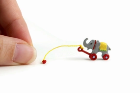 Vintage 1:12 Miniature Dollhouse Metal Elephant Pull Toy