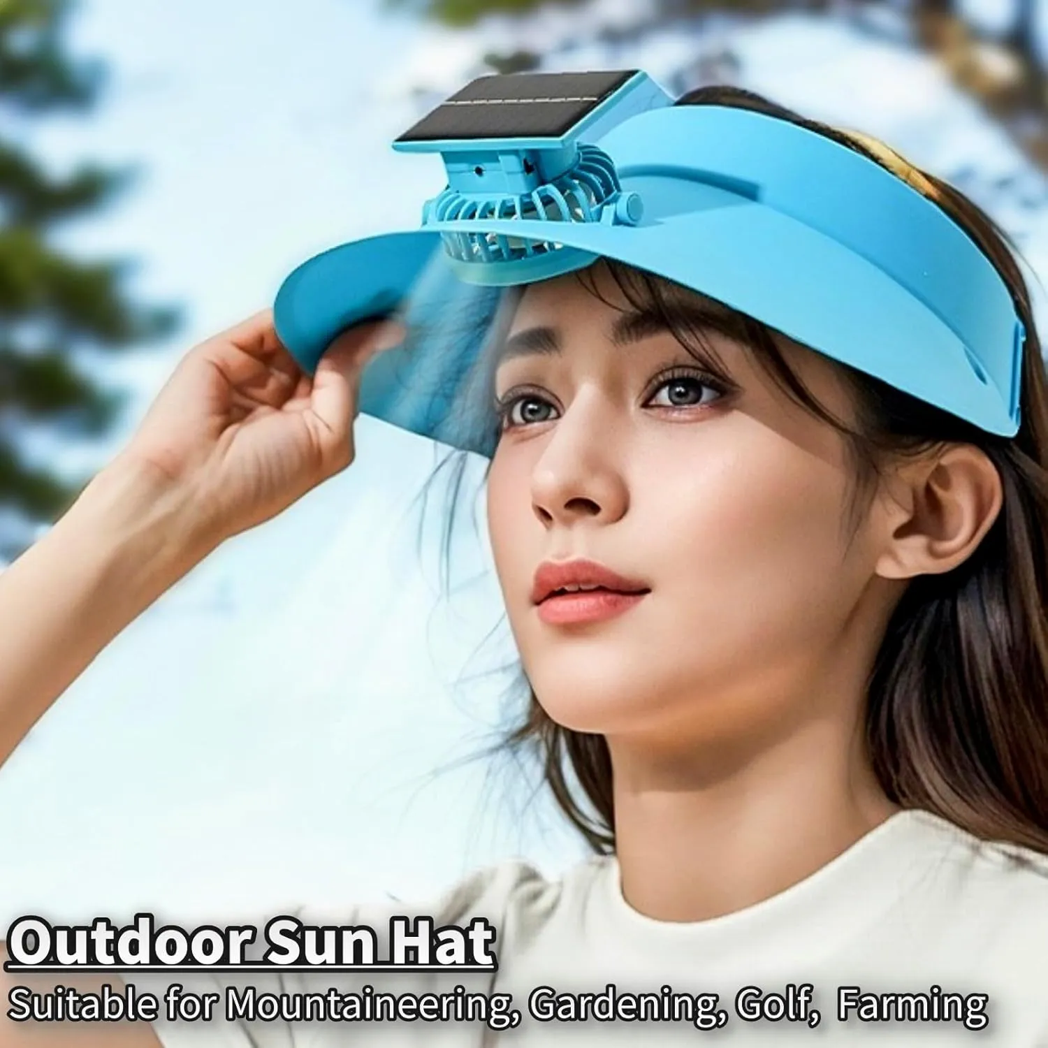 Visor Hats for Women, Solar Fan Hat Sun Visor with 3 Wind Speed Adjustable Golf Visors for Outdoor, Running, Tennis