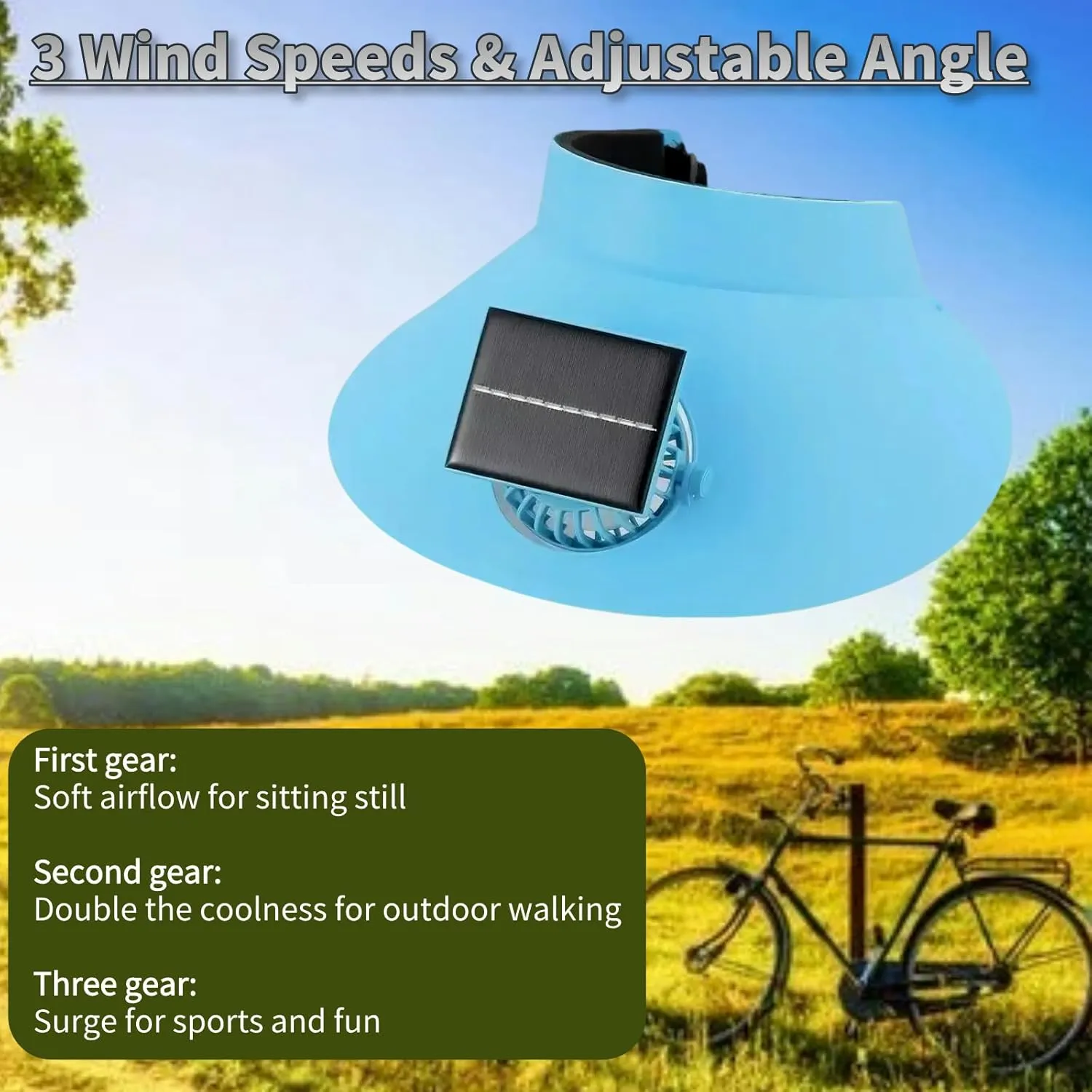 Visor Hats for Women, Solar Fan Hat Sun Visor with 3 Wind Speed Adjustable Golf Visors for Outdoor, Running, Tennis