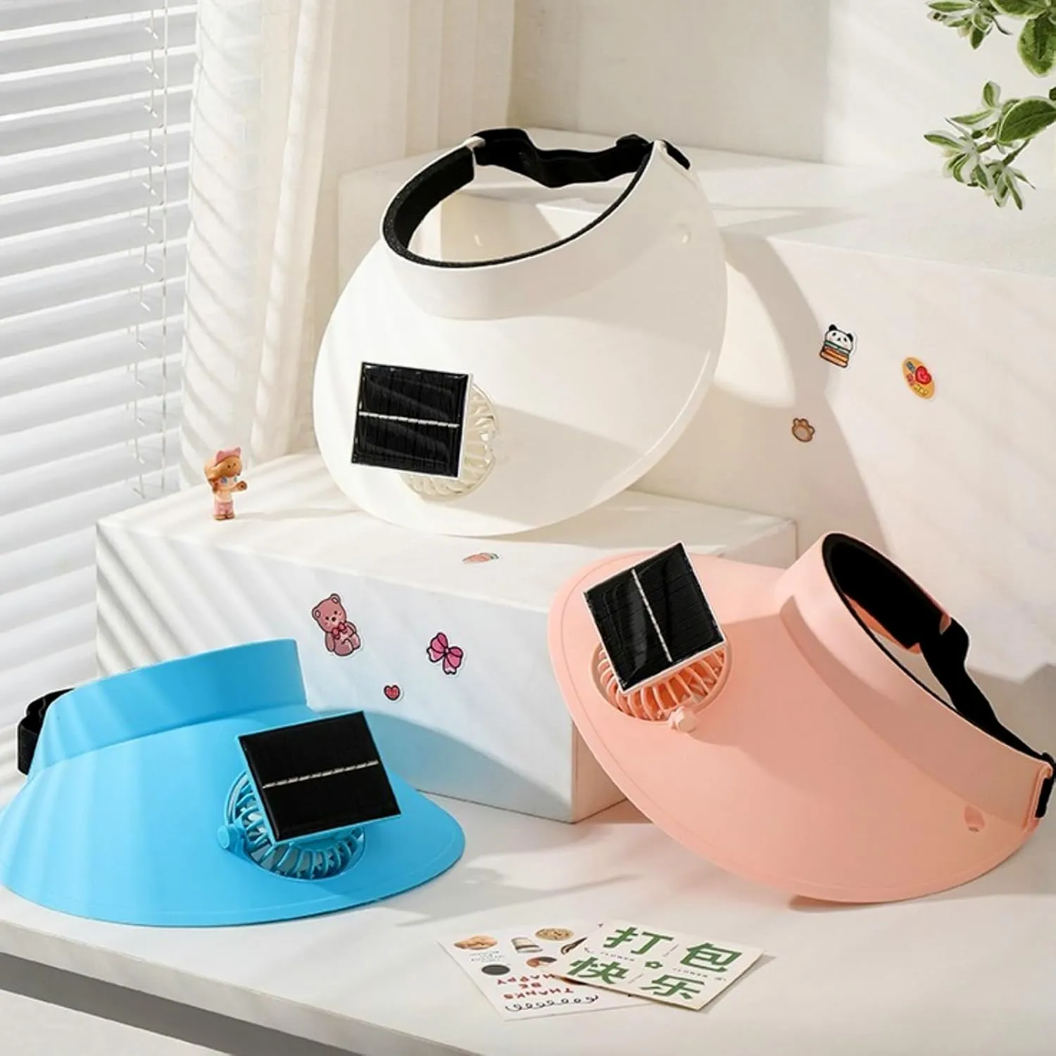 Visor Hats for Women, Solar Fan Hat Sun Visor with 3 Wind Speed Adjustable Golf Visors for Outdoor, Running, Tennis