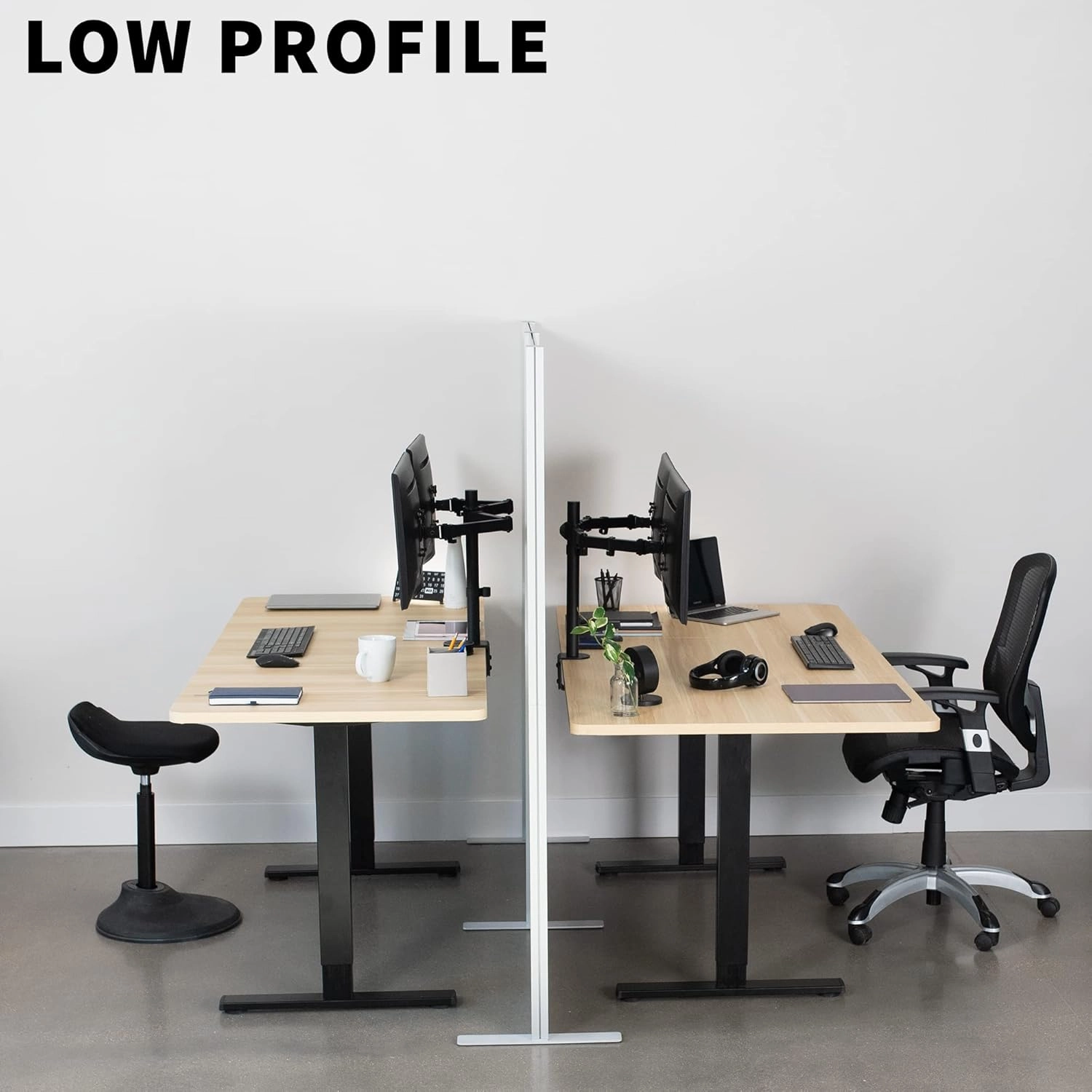 VIVO Modular Wall System, 2 PET and Whiteboard Panels, Professional Office Cubicle Dividers, Freestanding Privacy-Screen, 66 inches High, White and Dark Gray, PP-MWS63WB