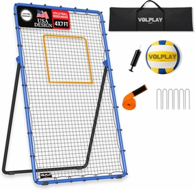 Volleyball Rebounder Net 7x4 FT – 5 Angle Adjustable Volleyball Training Equipment - Durable 45 PLY Bounce Back Net – Practice Net – Includes Ball, Pump & Carry Bag - Gift-Ready Set
