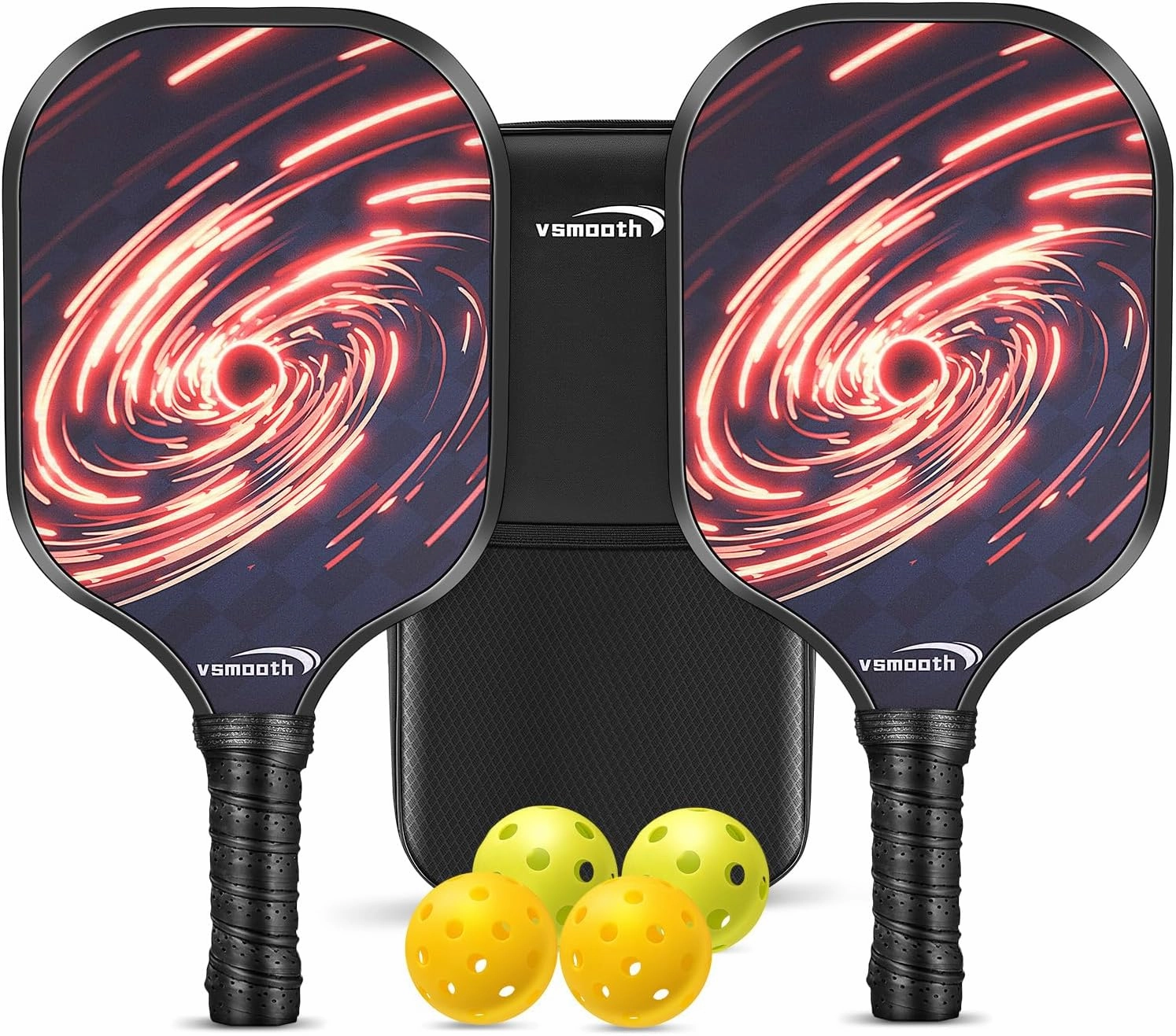 Vsmooth Pickleball Paddles USAPA Approved Pickleball Paddles Set of 2 Premium Fiberglass Surface & Polymer Honeycomb Core Pickleball Set Light Pickleball Rackets for Beginners & Intermediates Racquet