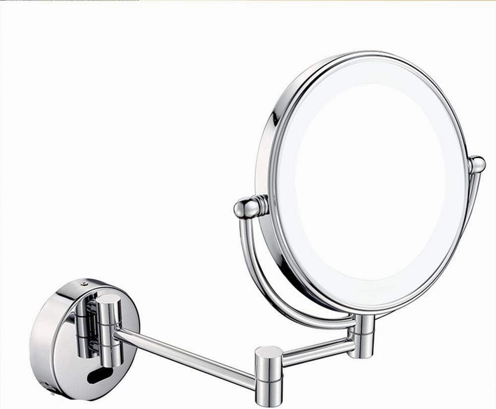 Wall Mounted Makeup Mirror with 3X Magnification, Makeup Mirror with LED Lights for Girls, 8 Inches, 360 Degree Swivel, Two-Sided Extendable, Bathroom and Hotel, Smart Sensor(Plug)