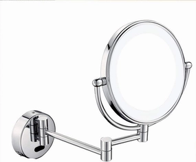 Wall Mounted Makeup Mirror with 3X Magnification, Makeup Mirror with LED Lights for Girls, 8 Inches, 360 Degree Swivel, Two-Sided Extendable, Bathroom and Hotel, Smart Sensor (Size : Plug)