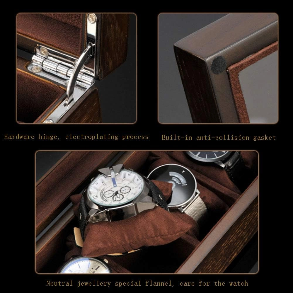 Watch Box Retro Watch Box Storage Box Simple Wooden Household Five-Position Portable Mechanical Watch Box with sunroof Watch Display Box with Lock Watch Collection