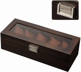 Watch Box Retro Watch Box Storage Box Simple Wooden Household Five-Position Portable Mechanical Watch Box with sunroof Watch Display Box with Lock Watch Collection
