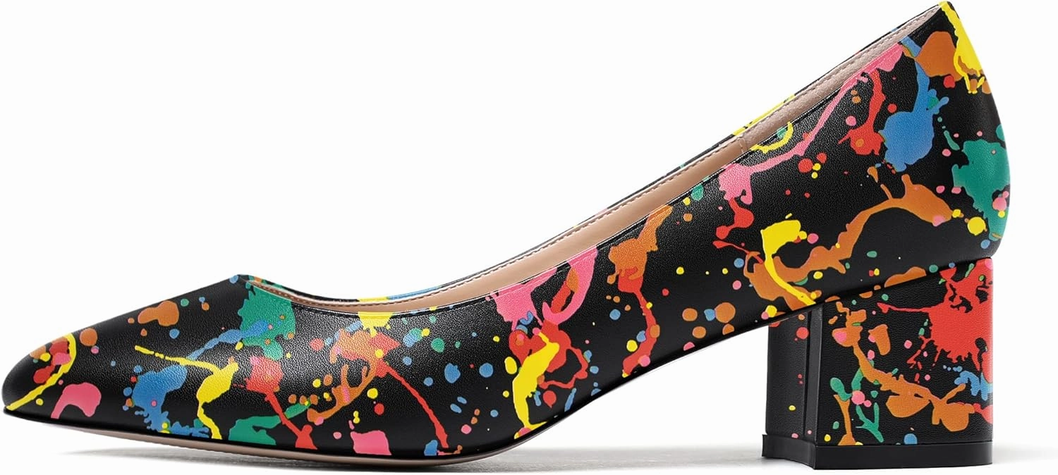 WAYDERNS Women's Matte Round Toe Slip On Block Chunky Low Heel Pumps Shoes 2 Inch