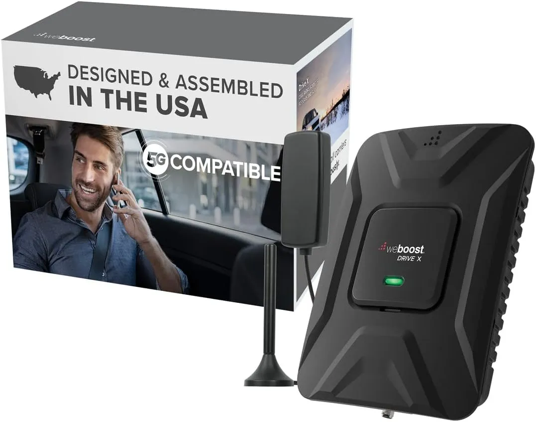 weBoost Drive X - Vehicle Cell Phone Signal Booster | 5G & 4G LTE | Boosts All U.S. Carriers - Verizon, AT&T, T-Mobile | Made in the U.S. | FCC Approved (model 475021) (Renewed)