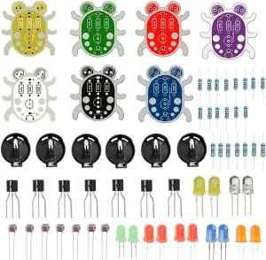 Weevil Eye DIY Kit Electronic Beginner Learn to Solder Fun Kit (Pack of 7 Sets, Multicolor)