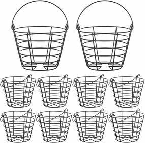 Wettarn Bulk Metal Wire Golf Ball Basket with Handle Stainless Steel Golf Basket Ball Holder Container for Summer Storage Practice Accessories, Black(10 Packs)