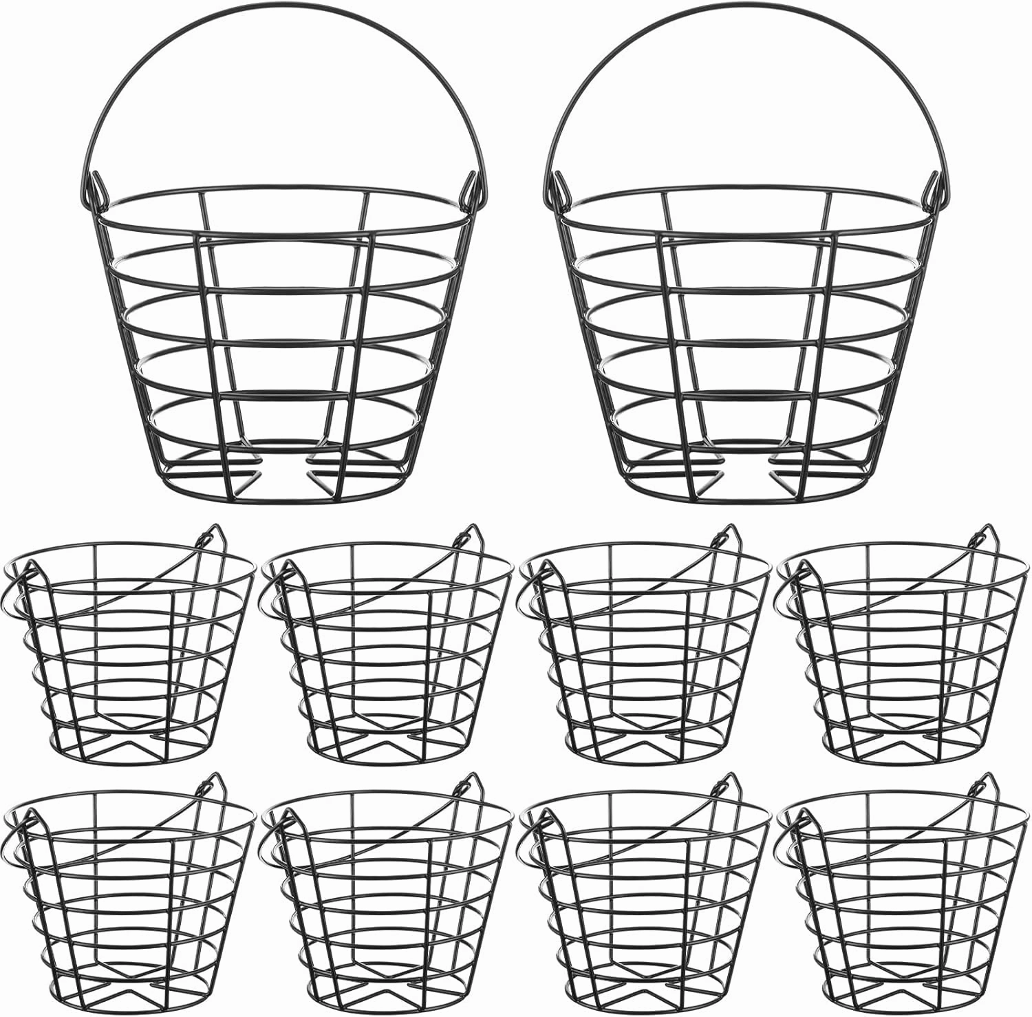 Wettarn Bulk Metal Wire Golf Ball Basket with Handle Stainless Steel Golf Basket Ball Holder Container for Summer Storage Practice Accessories, Black(10 Packs)