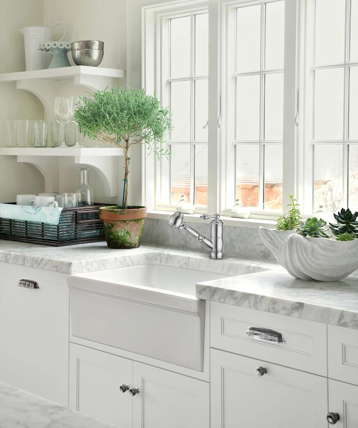 Whitehaus Kitchen Faucet; Brass Construction, Swivel Spout, Pull-Out Spray Head; Polished Chrome